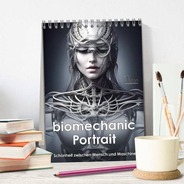 Produktbild: Biomechanic Portrait - Sch&ouml;nheit zwischen Mensch und Maschine (Tischkalender 2026 DIN A5 hoch), CALVENDO Monatskalender