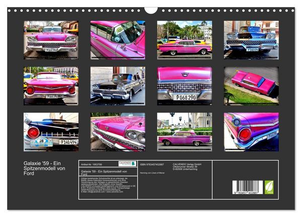 Produktbild: Galaxie '59 - Ein Spitzenmodell von Ford (Wandkalender 2026 DIN A3 quer), CALVENDO Monatskalender