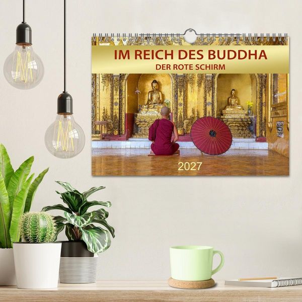 Produktbild: IM REICH DES BUDDHA - DER ROTE SCHIRM (Wandkalender 2027 DIN A4 quer), CALVENDO Monatskalender