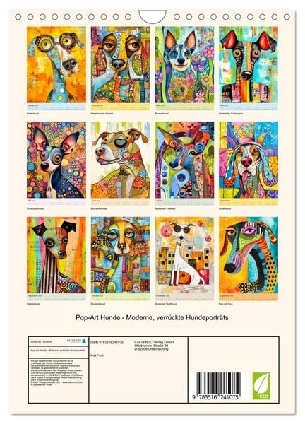 Produktbild: Pop-Art Hunde - Moderne, verr&uuml;ckte Hundeportr&auml;ts (Wandkalender 2026 DIN A4 hoch), CALVENDO Monatskalender
