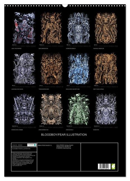 Produktbild: BLOODBOY/FEAR ILLUSTRATION (Wandkalender 2026 DIN A2 hoch), CALVENDO Monatskalender
