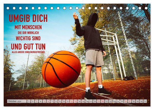 Produktbild: Positive Spr&uuml;che - Motivation und Basketball (Tischkalender 2024 DIN A5 quer), CALVENDO Monatskalender