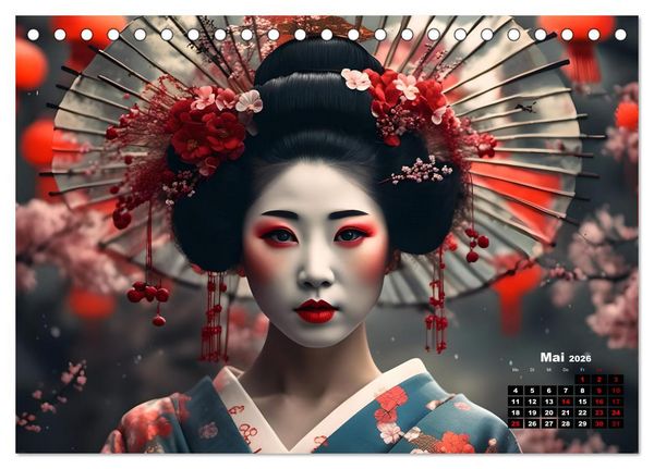Produktbild: Geishas Portraits von japanischen Gastgeberinnen inspiriert (Tischkalender 2026 DIN A5 quer), CALVENDO Monatskalender
