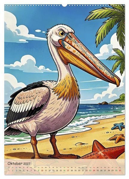 Produktbild: Lustige Pelikane - Comic (Wandkalender 2027 DIN A2 hoch), CALVENDO Monatskalender