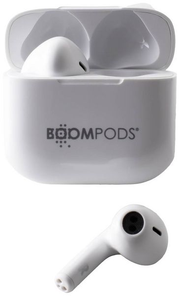Produktbild: Boompods Bassline Compact In Ear Kopfh&ouml;rer Bluetooth&reg; Wei&szlig; Headset, Klang-Personalisierung, Lautst&auml;rkeregelung, Schwei&szlig;resistent
