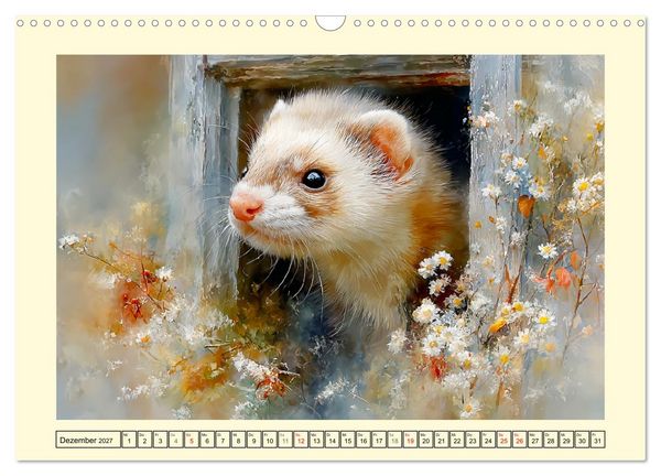 Produktbild: Frettchen. Kleine Wusel im Cottage-Garten (Wandkalender 2027 DIN A3 quer), CALVENDO Monatskalender