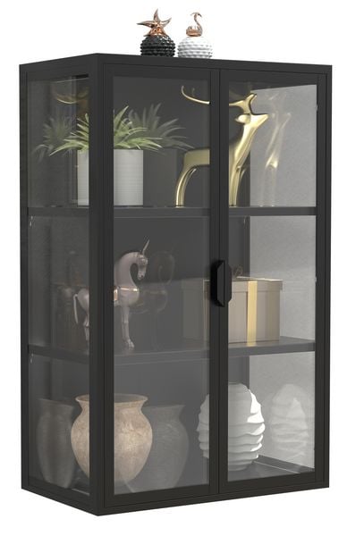 Produktbild: Stahl Wandvitrine H&auml;ngevitrine Vitrine Glas Flokas
