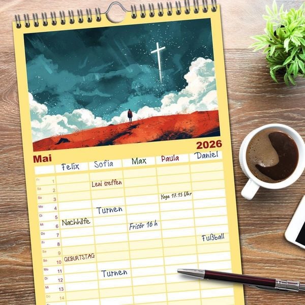 Produktbild: Familienplaner 2026 - F&uuml;hle dich inspiriert und begleitet mit 5 Spalten (Wandkalender, 21 x 45 cm) CALVENDO