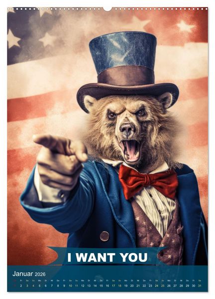 Produktbild: I want you im tierischen Design (hochwertiger Premium Wandkalender 2026 DIN A2 hoch), Kunstdruck in Hochglanz