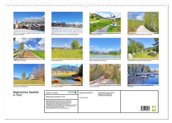 Produktbild: Malerisches Seefeld in Tirol (Wandkalender 2026 DIN A2 quer), CALVENDO Monatskalender