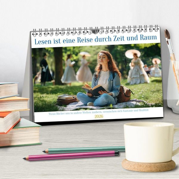 Produktbild: Lesen ist eine Reise durch Zeit und Raum (Tischkalender 2026 DIN A5 quer), CALVENDO Monatskalender