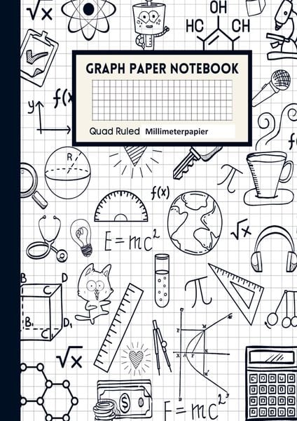 Produktbild: Mathematik Notizbuch Graphisches Papier Notizbuch Notizbuch aus Millimeterpapier - 1/2 Zoll gro&szlig;e Quadrate