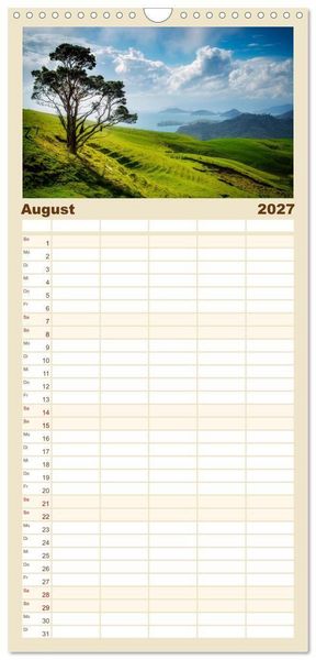Produktbild: Familienplaner 2027 - Nat&uuml;rlich Neuseeland mit 5 Spalten (Wandkalender, 21 x 45 cm) CALVENDO