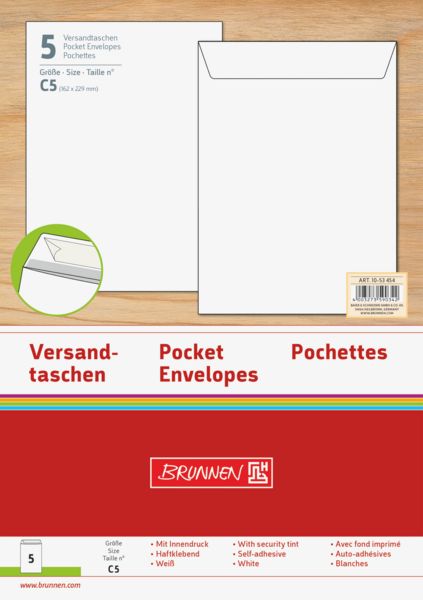 Produktbild: Brunnen Versandtasche C5 wei&szlig; 5 St&uuml;ck