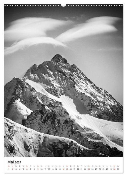 Produktbild: SCHWEIZER ALPEN in Schwarz und Wei&szlig; (Wandkalender 2027 DIN A2 hoch), CALVENDO Monatskalender
