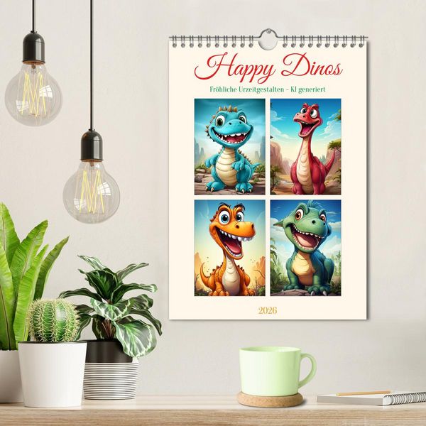 Produktbild: Happy Dinos (Wandkalender 2026 DIN A4 hoch), CALVENDO Monatskalender