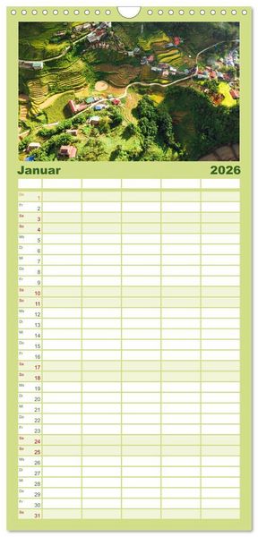 Produktbild: Familienplaner 2026 - Vietnam - Das Land der Morgenr&ouml;te. mit 5 Spalten (Wandkalender, 21 x 45 cm) CALVENDO