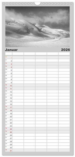 Produktbild: Familienplaner 2026 - Bergsucht 2026 mit 5 Spalten (Wandkalender, 21 x 45 cm) CALVENDO