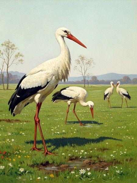 Produktbild: CALVENDO Puzzle Wei&szlig;storch als Gem&auml;lde | 1000 Teile Lege-Gr&ouml;&szlig;e 64x48cm Foto-Puzzle f&uuml;r gl&uuml;ckliche Stunden