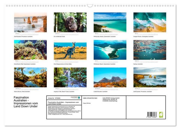 Produktbild: Faszination Australien - Impressionen vom Land Down Under (Wandkalender 2026 DIN A2 quer), CALVENDO Monatskalender