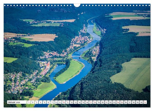 Produktbild: Sachsens Glanz - historische H&ouml;hepunkte aus der Vogelperspektive (Wandkalender 2026 DIN A3 quer), CALVENDO Monatskalender