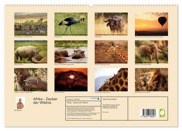 Produktbild: Afrika - Zauber der Wildnis (hochwertiger Premium Wandkalender 2026 DIN A2 quer), Kunstdruck in Hochglanz