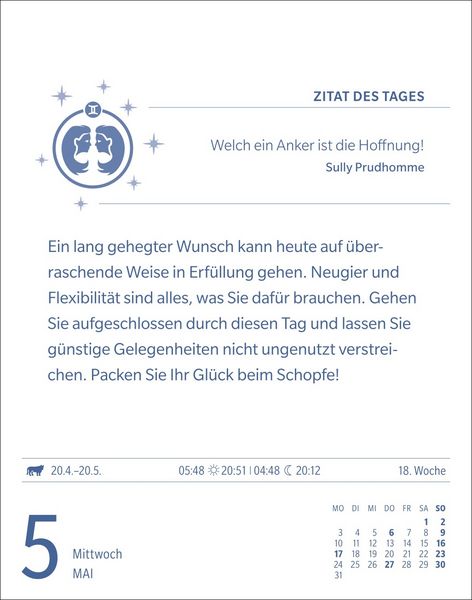Produktbild: Zwillinge Sternzeichenkalender 2027 - Tagesabrei&szlig;kalender - Ihr Horoskop f&uuml;r jeden Tag