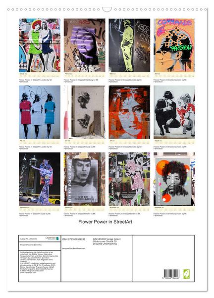 Produktbild: Flower Power in StreetArt (Wandkalender 2026 DIN A2 hoch), CALVENDO Monatskalender