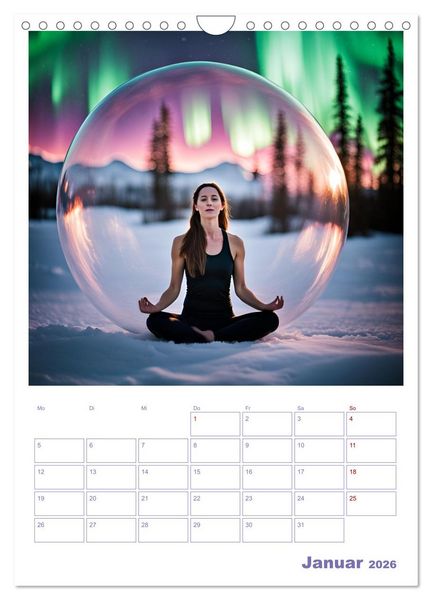 Produktbild: Yoga-Globetrotter: KI-Reisen in Seifenblasen. Ein Jahr der Harmonie an den sch&ouml;nsten Orten der Welt (Wandkalender 2026 DIN A4 hoch), CALVENDO Monatskalender