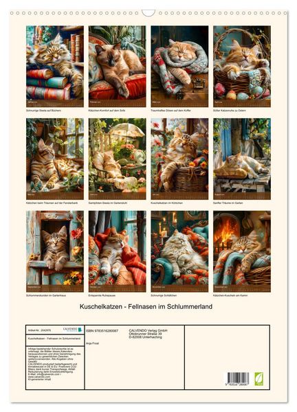 Produktbild: Kuschelkatzen - Fellnasen im Schlummerland (Wandkalender 2026 DIN A2 hoch), CALVENDO Monatskalender