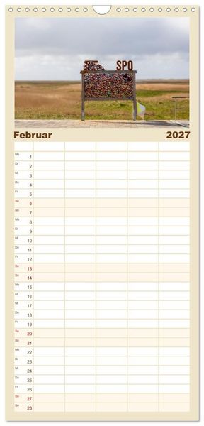 Produktbild: Familienplaner 2027 - Sankt Peter-Ording - Str&auml;nde, D&uuml;nen, Weite mit 5 Spalten (Wandkalender, 21 x 45 cm) CALVENDO