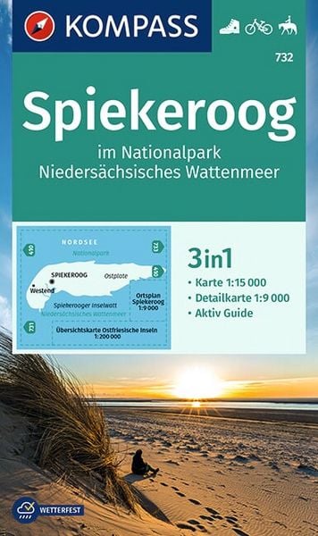 Produktbild: KOMPASS Wanderkarte 732 Spiekeroog im Nationalpark NIeders&auml;chsisches Wattenmeer 1:15.000