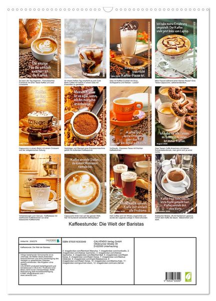 Produktbild: Kaffeestunde: Die Welt der Baristas (Wandkalender 2026 DIN A2 hoch), CALVENDO Monatskalender