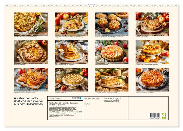 Produktbild: Apfelkuchen satt - K&ouml;stliche Kunstwerke aus dem KI-Backofen (Wandkalender 2026 DIN A2 quer), CALVENDO Monatskalender