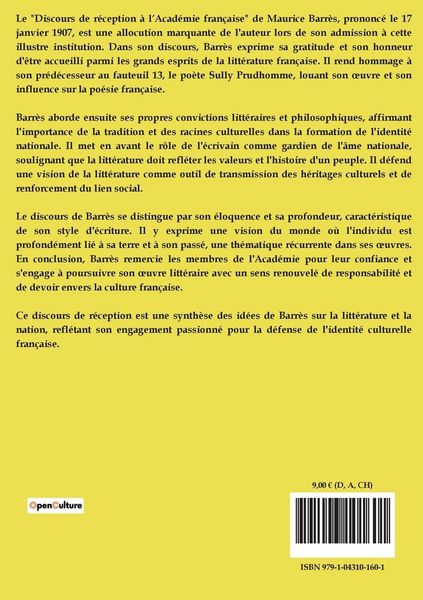 Produktbild: Discours de r&eacute;ception &agrave; l'Acad&eacute;mie fran&ccedil;aise
