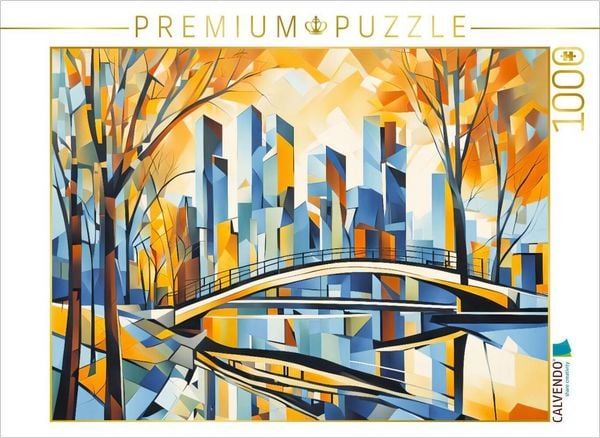 CALVENDO Puzzle Spiegelnde Skyline im farbenfrohen Herbst | 1000 Teile Lege-Größe 64x48cm Foto-Puzzle für glückliche Stunden