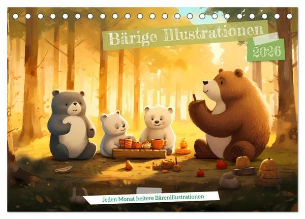 Produktbild: B&auml;rige Illustrationen (Tischkalender 2026 DIN A5 quer), CALVENDO Monatskalender