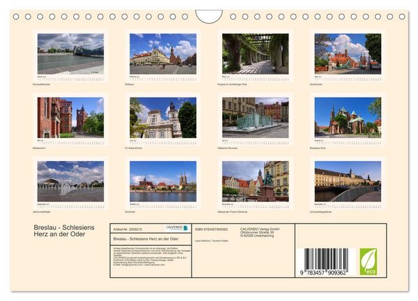 Produktbild: Breslau - Schlesiens Herz an der Oder (Wandkalender 2026 DIN A4 quer), CALVENDO Monatskalender
