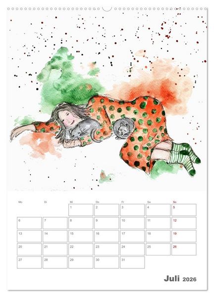 Produktbild: Meine zwei Samtpf&ouml;tchen und Ich - Bezaubernde Aquarelle einer gro&szlig;e Liebe (hochwertiger Premium Wandkalender 2026 DIN A2 hoch), Kunstdruck in Hochglanz