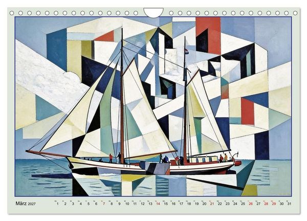 Produktbild: Segelschiffe im Stil des Kubismus (Wandkalender 2027 DIN A4 quer), CALVENDO Monatskalender