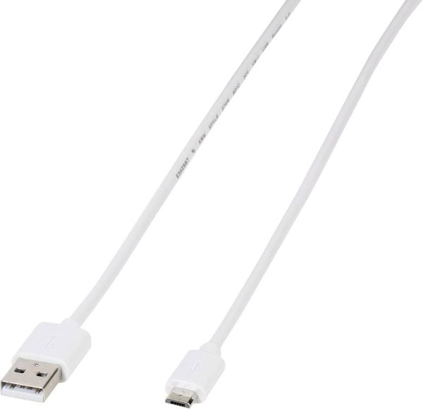 Vivanco USB-Kabel USB 2.0 USB-A Stecker, USB-Micro-B Stecker 1.00m Weiß 39451