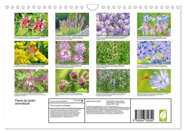 Produktbild: Fleurs du jardin aromatique (Calendrier mural 2027 DIN A4 vertical), CALVENDO calendrier mensuel