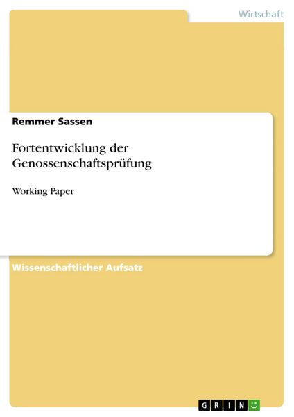 Produktbild: Fortentwicklung der Genossenschaftspr&uuml;fung