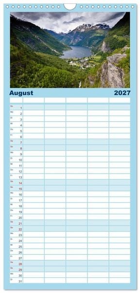 Produktbild: Familienplaner 2027 - Norwegen - Land im Norden mit 5 Spalten (Wandkalender, 21 x 45 cm) CALVENDO