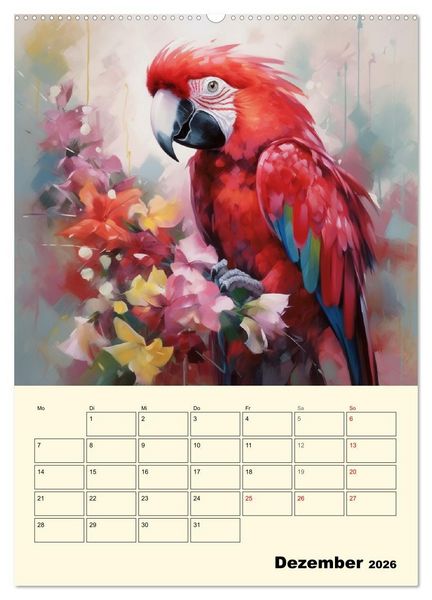 Produktbild: Bunte V&ouml;gel. Bezaubernde Papageien-Aquarelle (hochwertiger Premium Wandkalender 2026 DIN A2 hoch), Kunstdruck in Hochglanz