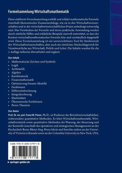 Produktbild: Formelsammlung Wirtschaftsmathematik
