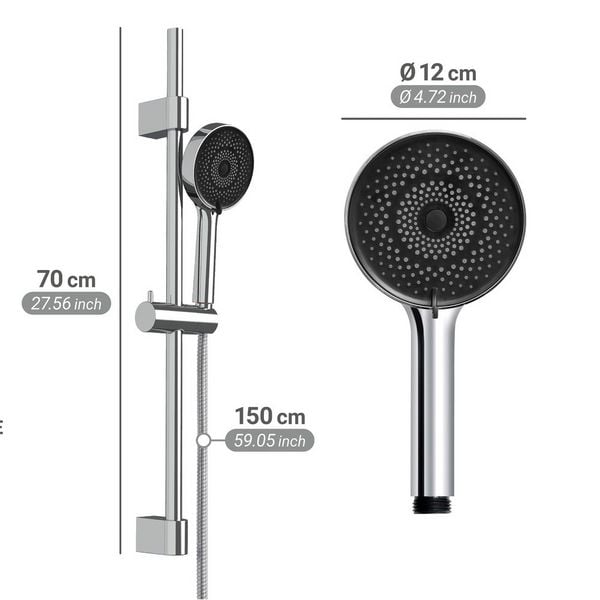 Produktbild: Brauseset Mod. Softwater, 70 cm, chrom, Edelstahl, mikrotropfen-technologie f&uuml;r sanftes duschen