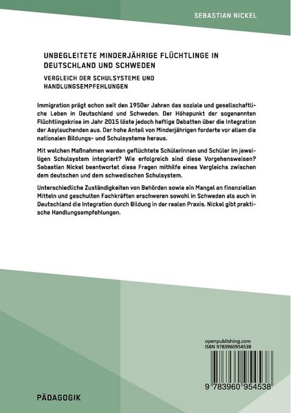 Produktbild: Unbegleitete minderj&auml;hrige Fl&uuml;chtlinge in Deutschland und Schweden. Vergleich der Schulsysteme und Handlungsempfehlungen