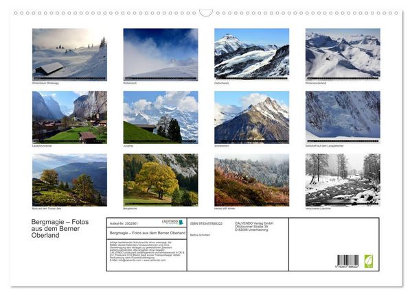 Produktbild: Bergmagie &ndash; Fotos aus dem Berner Oberland (Wandkalender 2026 DIN A2 quer), CALVENDO Monatskalender