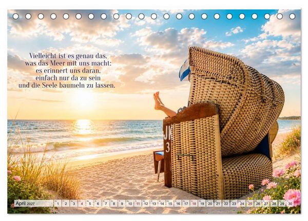 Produktbild: Momente am Meer mit Lyrik (Tischkalender 2027 DIN A5 quer), CALVENDO Monatskalender